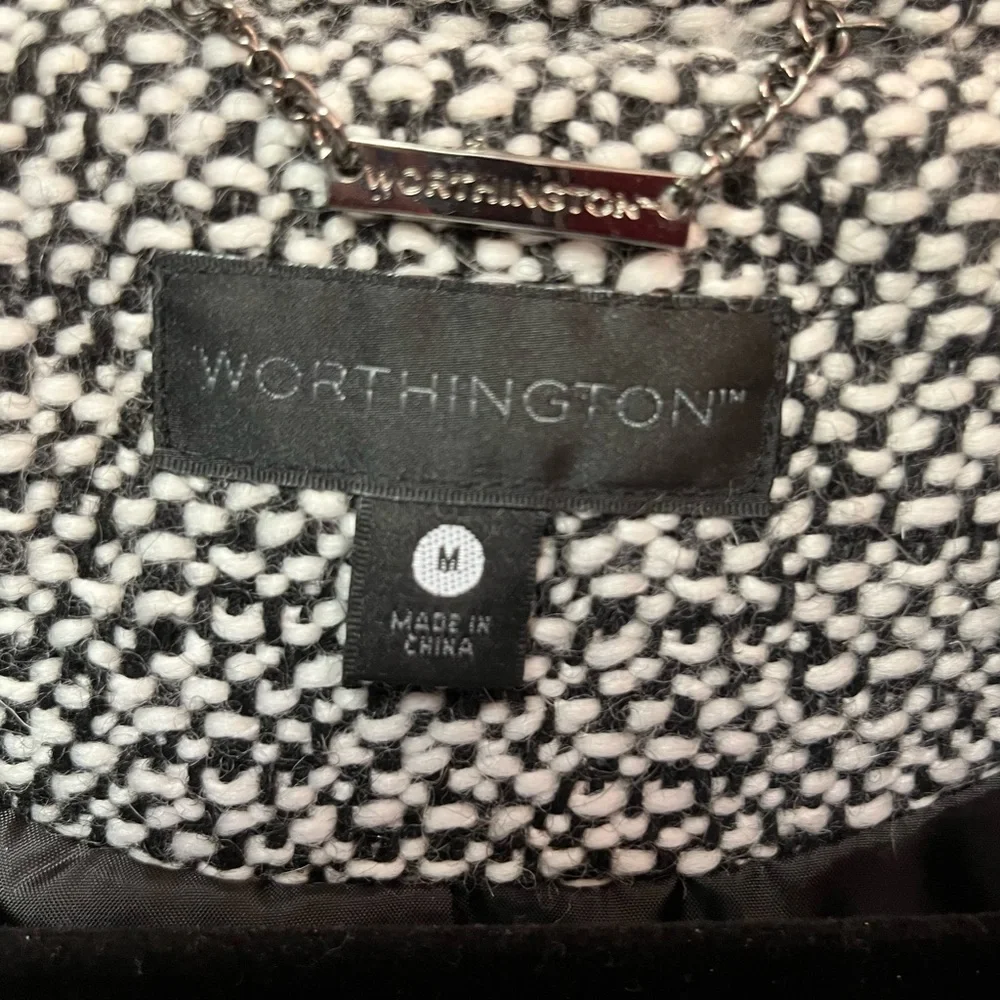 EUC Women’s Worthington Dress coat in medium black and white. #66 - Picture 3 of 5